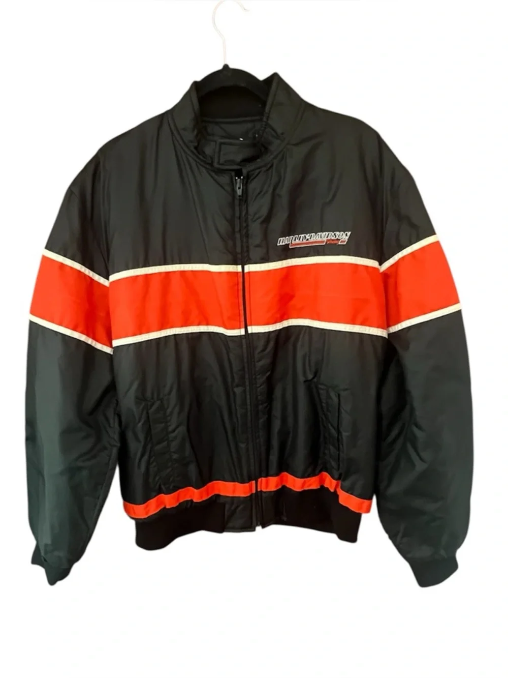 VTG. Harley Davidson Nylon Racing Bomber Jacket. Size XL.